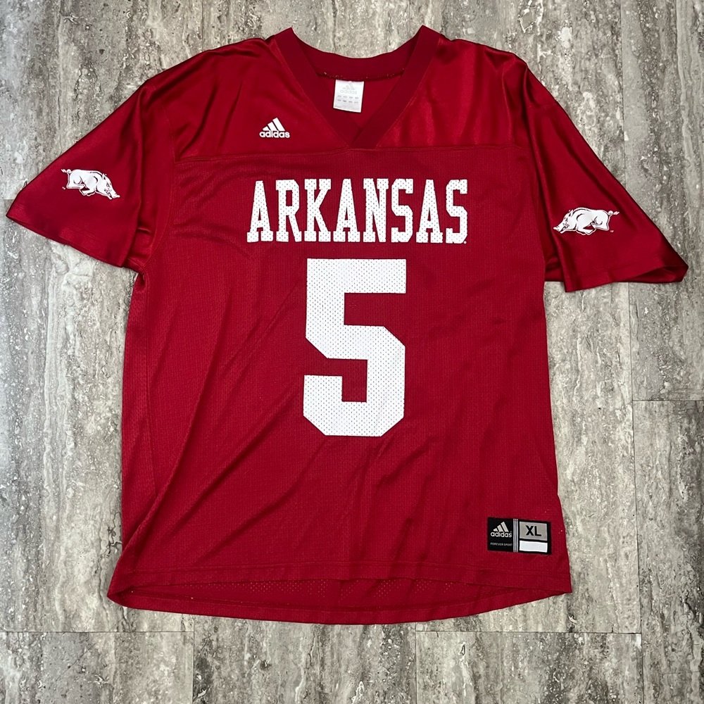 adidas Arkansas Razorbacks Football Athletic Jersey with Patch Logo VTN
